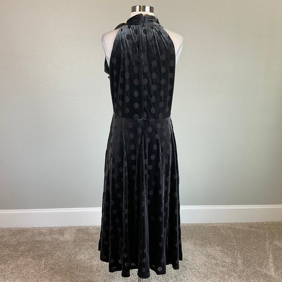 Calvin Klein Velvet Polka Dot Fit and Flare Midi Cocktail Dress Gray Size 10 - Picture 7 of 14